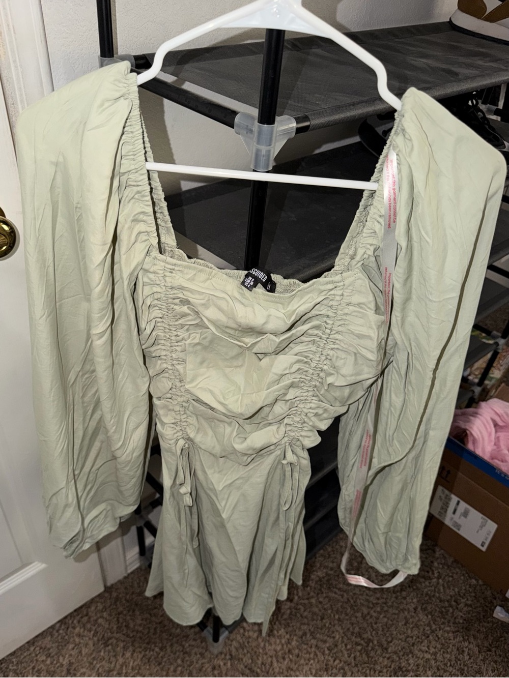Missguided Sage Green Ruched Mini Dress